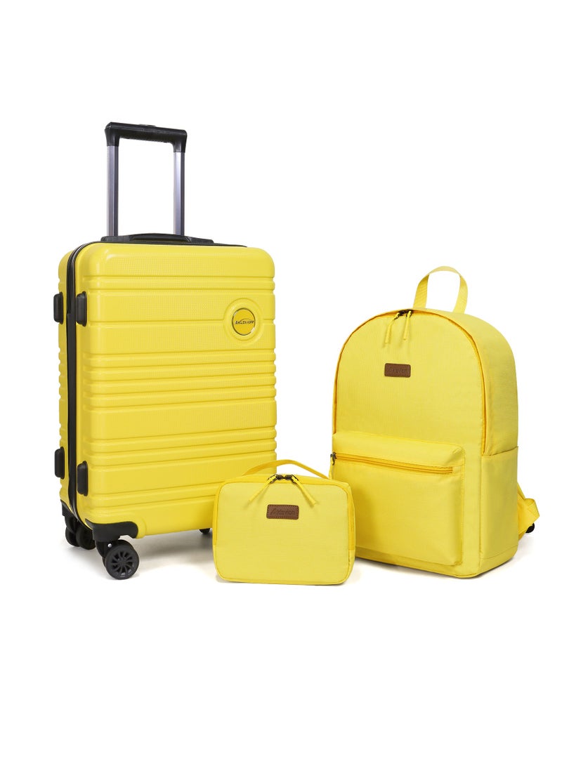 Luggage Set 3-Piece 20-Inch Spinner Suitcase, Backpack & Toiletry Bag - Durable Travel Set with Built-In TSA Lock, 360-Degree Spinner Wheels, and Smooth Zippers