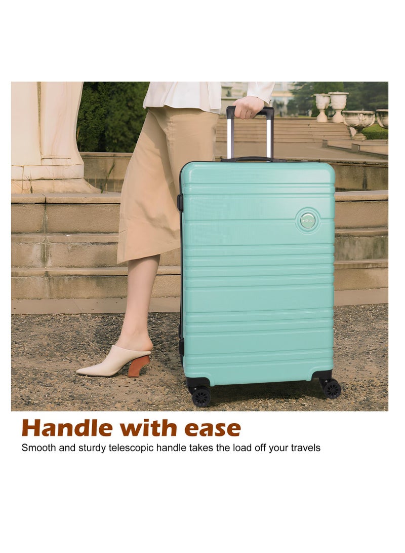 Stylish 3-Piece Mint Green Travel Luggage Set with Spinner Wheels, Travel Backpack, and Toiletry Bag – 28-Inch Suitcase, Lightweight & Durable