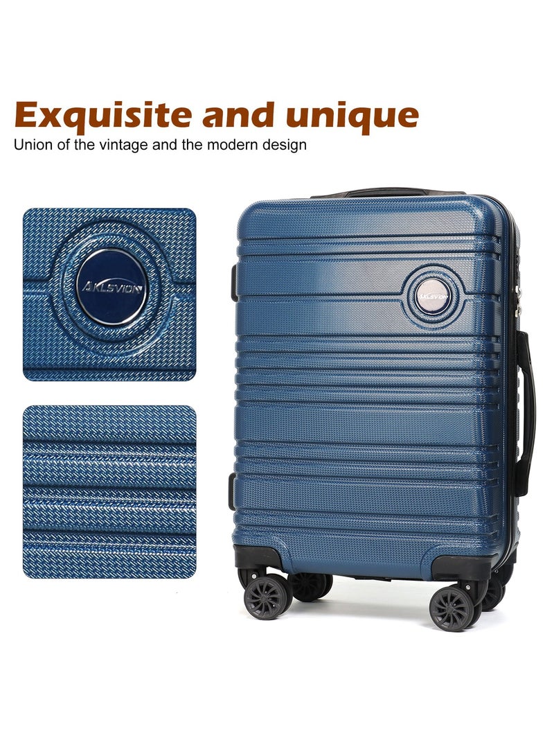 Aklsvion 20-Inch Blue Spinner Luggage Set with Backpack and Toiletry Bag - Lightweight, Durable, and TSA Lock-Equipped for Travel Ease