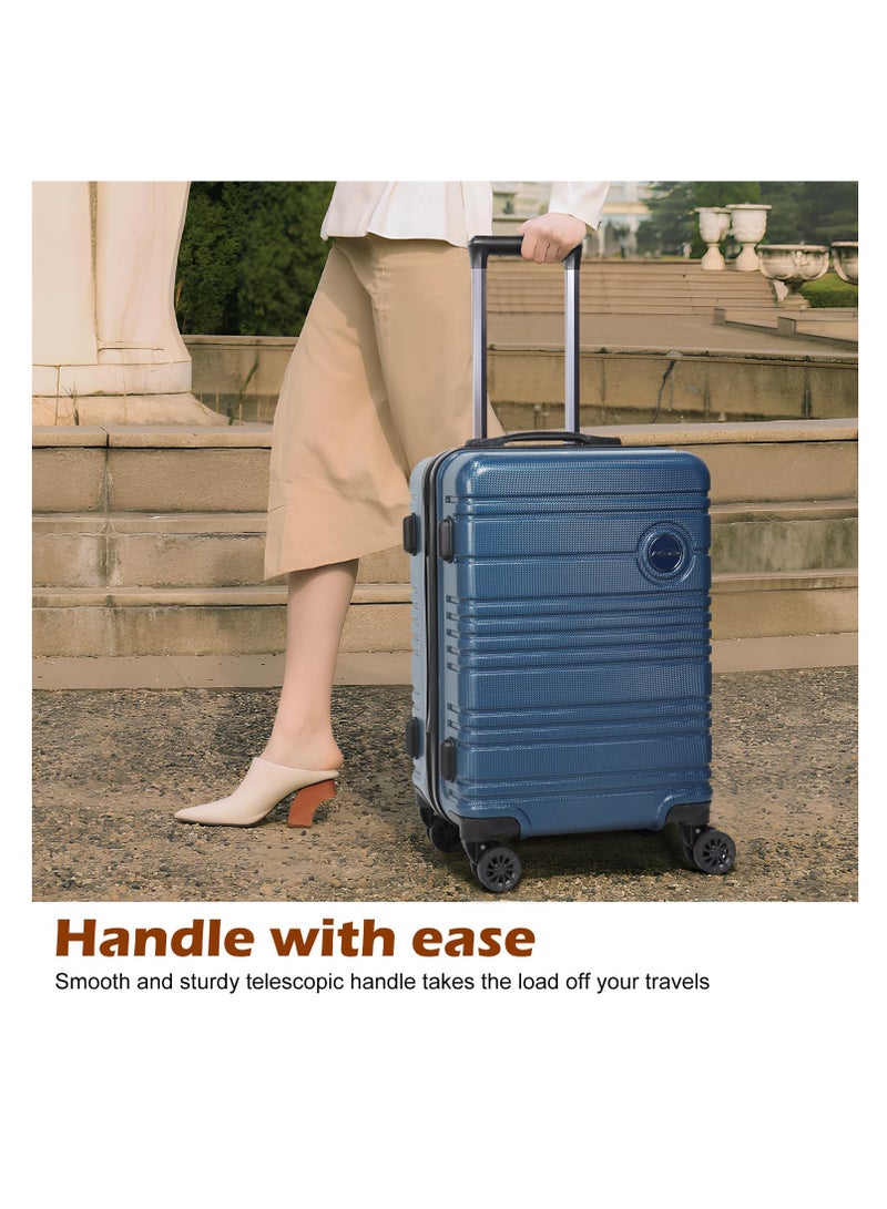 Aklsvion 20-Inch Blue Spinner Luggage Set with Backpack and Toiletry Bag - Lightweight, Durable, and TSA Lock-Equipped for Travel Ease