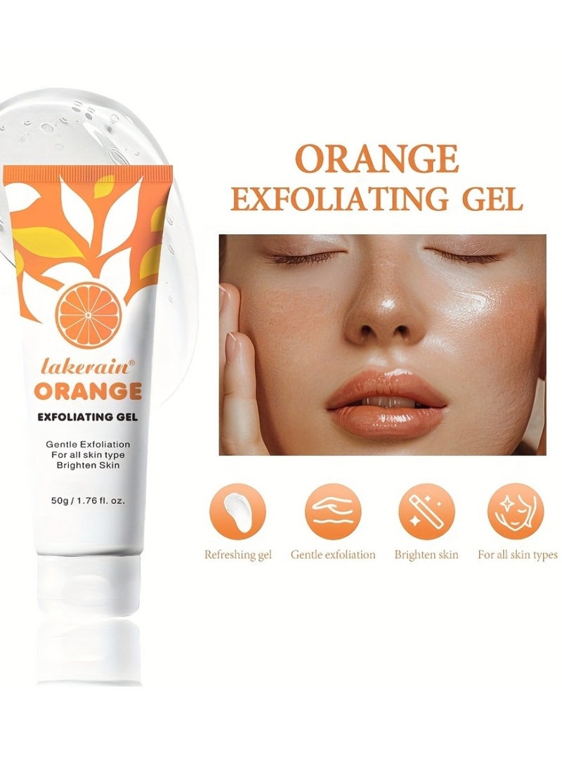 50g Orange Exfoliating Gel Dead Skin Exfoliating Gel Scrub Face Body Skin Natural Orange Peeling Gel Face Scrub Removes Dead Skin and Calluses Deep Cleansing Moisturizing Facial Exfoliator