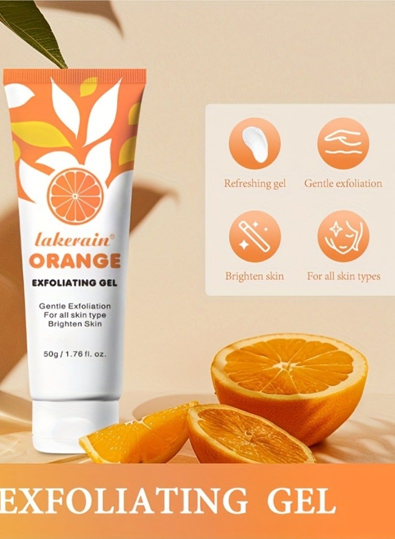 50g Orange Exfoliating Gel Dead Skin Exfoliating Gel Scrub Face Body Skin Natural Orange Peeling Gel Face Scrub Removes Dead Skin and Calluses Deep Cleansing Moisturizing Facial Exfoliator