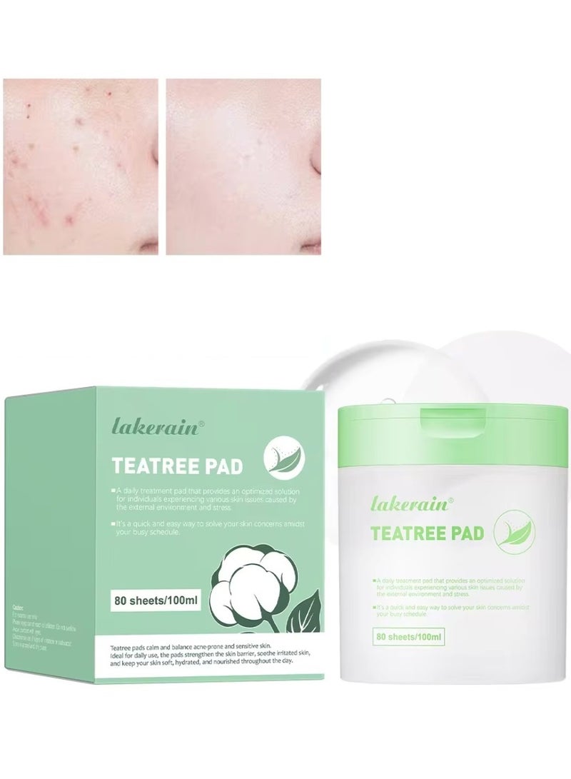 80Pcs 100ml Tea Tree Pads Balance Acne Prone Skin Calm Skin Daily Use Pads Strengthen Skin Barrier Soothe Skin and Keep Skin Soft Moisturize Hydrate Nourish Skin All Day Moisturizing Gel Pads 03