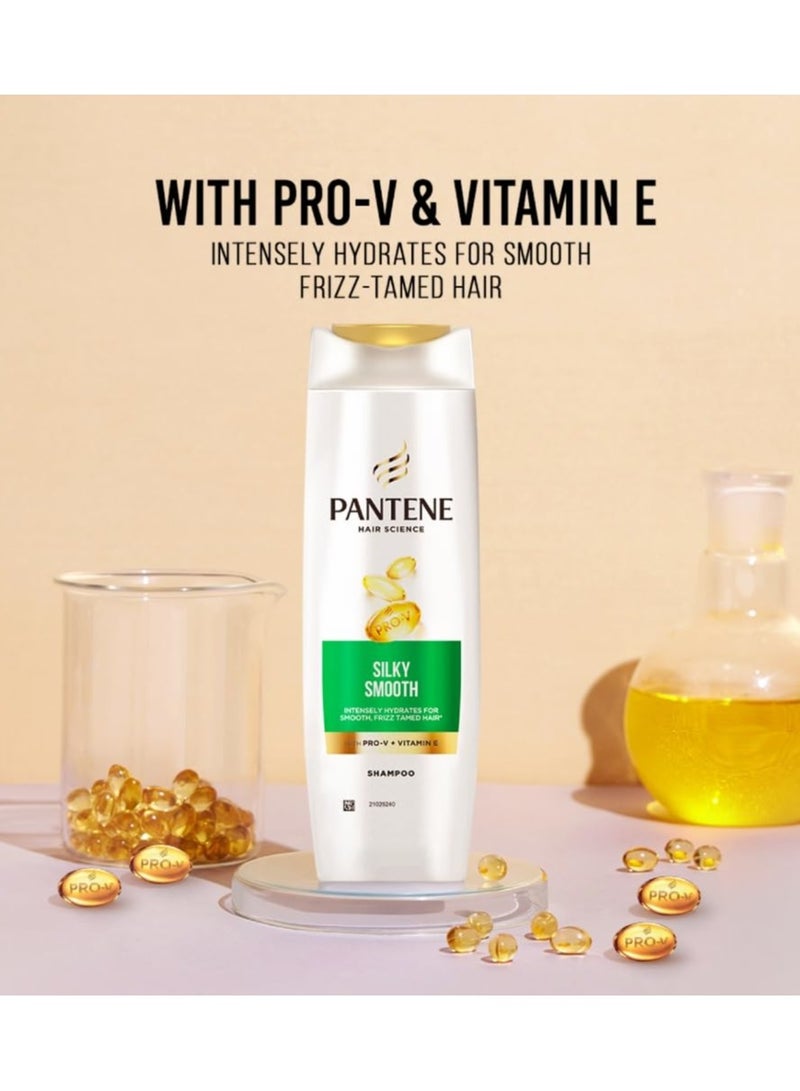Pantene Hair Science Silky Smooth Shampoo 180ml with Pro-Vitamins & Vitamin E for hydrated, Frizz Free Hair,For All Hair Types, Shampoo For Women & Men, Shampoo For Frizzy and Dry Hair