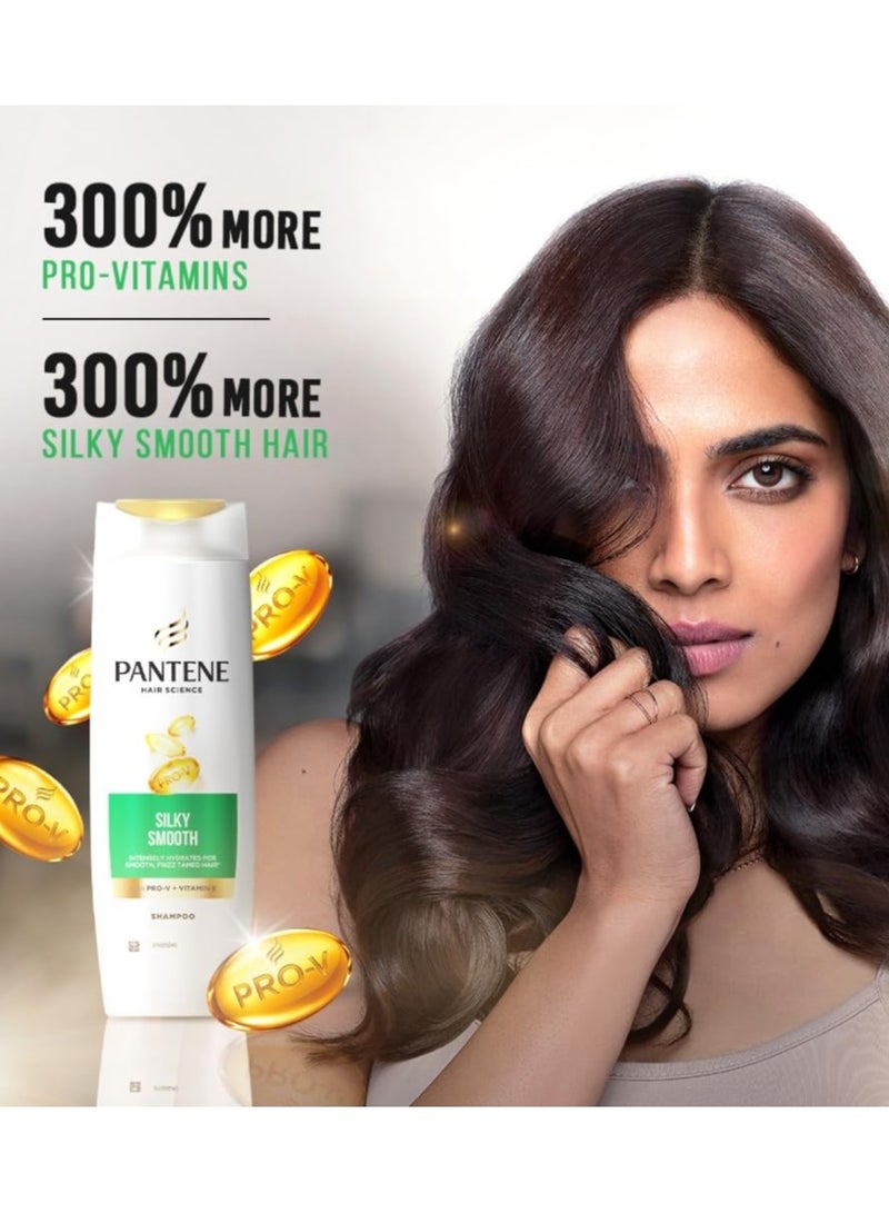 Pantene Hair Science Silky Smooth Shampoo 180ml with Pro-Vitamins & Vitamin E for hydrated, Frizz Free Hair,For All Hair Types, Shampoo For Women & Men, Shampoo For Frizzy and Dry Hair