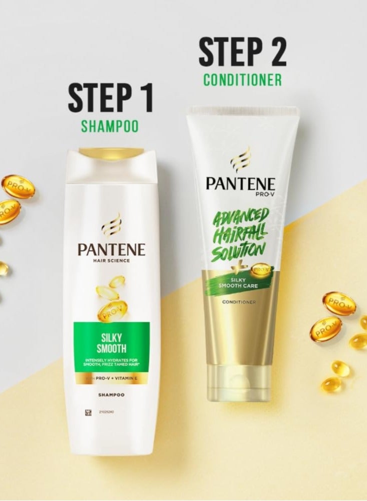 Pantene Hair Science Silky Smooth Shampoo 180ml with Pro-Vitamins & Vitamin E for hydrated, Frizz Free Hair,For All Hair Types, Shampoo For Women & Men, Shampoo For Frizzy and Dry Hair