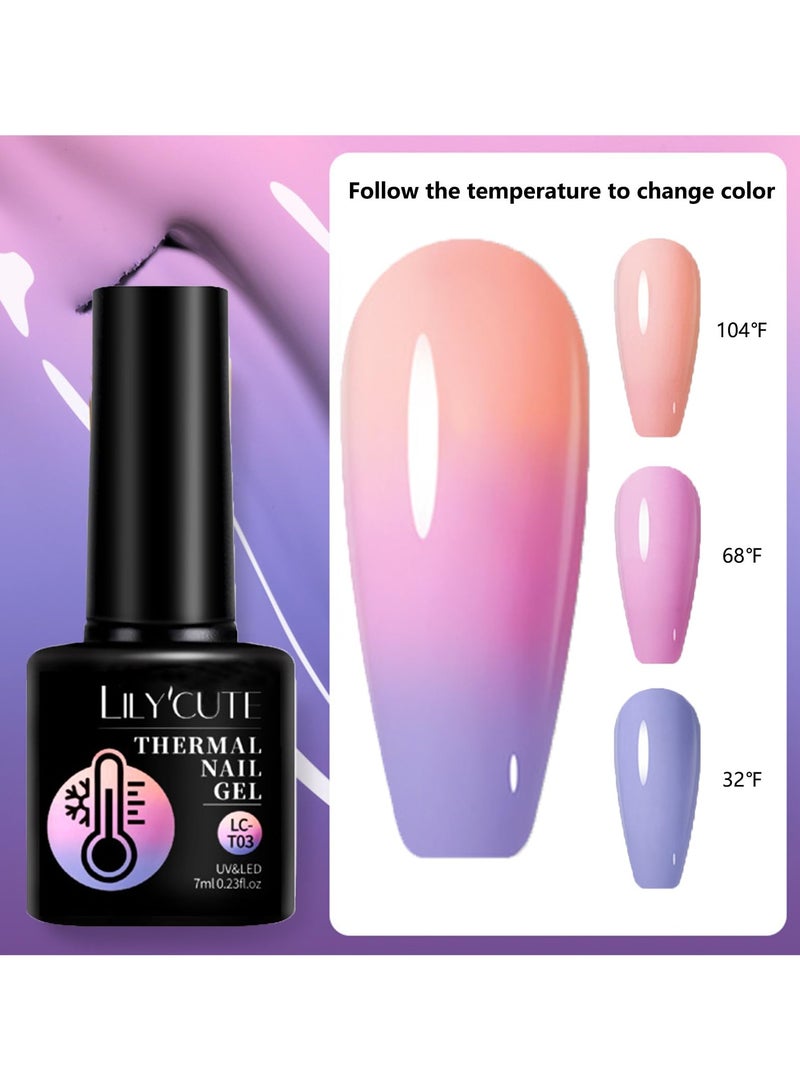 5 Pcs Gel Nail Polish, Colour Changing Gel Nail Polish Set, UV Gel Thermal Temperature Nail Polish Set Soak Off Glitter Matte Finish Nails Art Gifts For Women