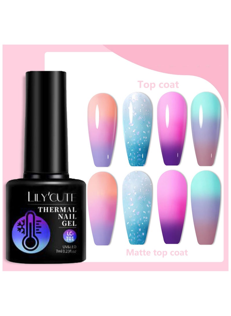 5 Pcs Gel Nail Polish, Colour Changing Gel Nail Polish Set, UV Gel Thermal Temperature Nail Polish Set Soak Off Glitter Matte Finish Nails Art Gifts For Women