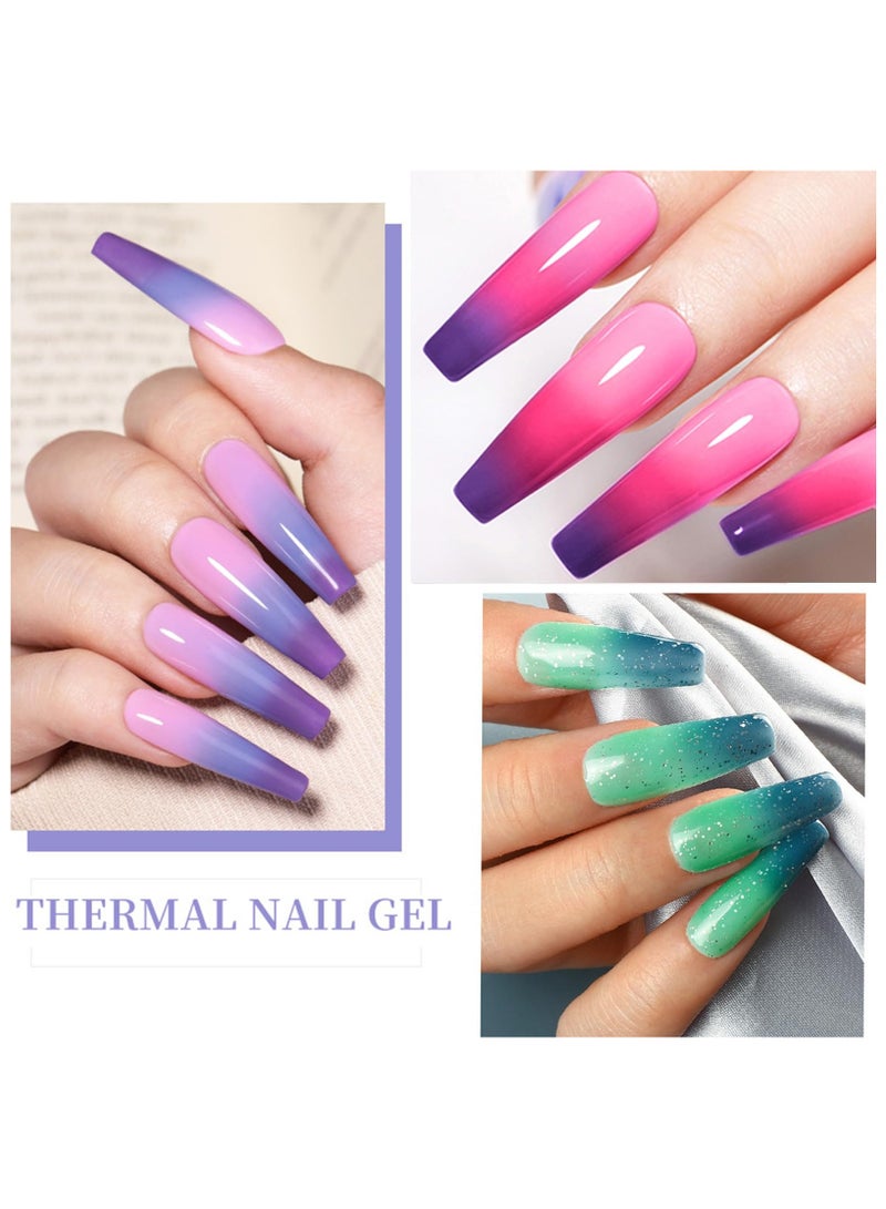 5 Pcs Gel Nail Polish, Colour Changing Gel Nail Polish Set, UV Gel Thermal Temperature Nail Polish Set Soak Off Glitter Matte Finish Nails Art Gifts For Women