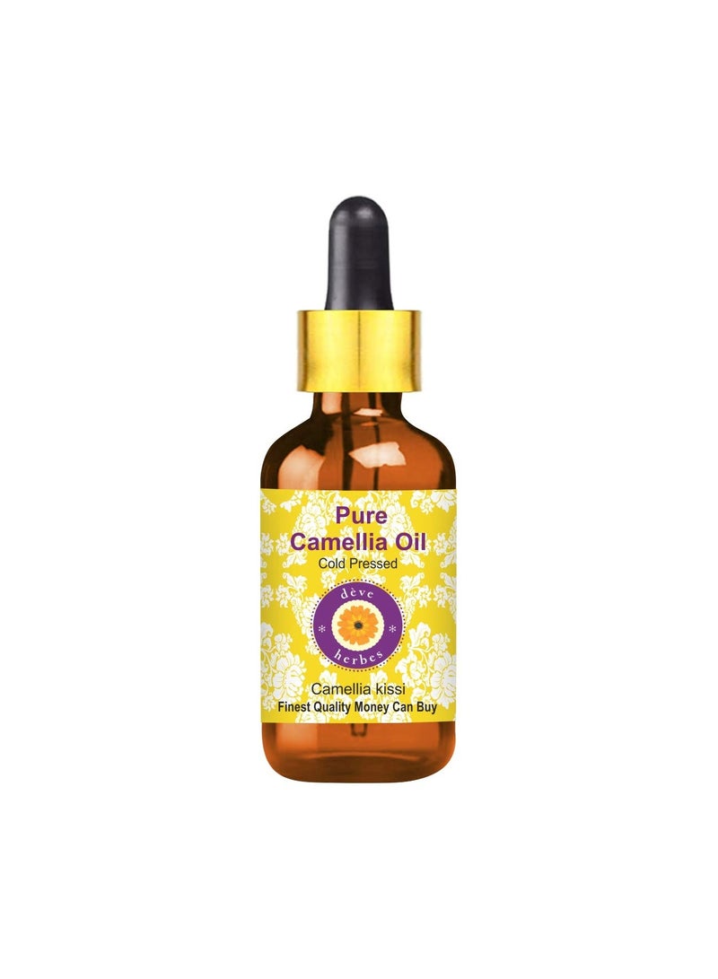 Deve Herbes Pure Camellia Oil with Glass Dropper Natural Therapeutic Grade Cold Pressed 30ml