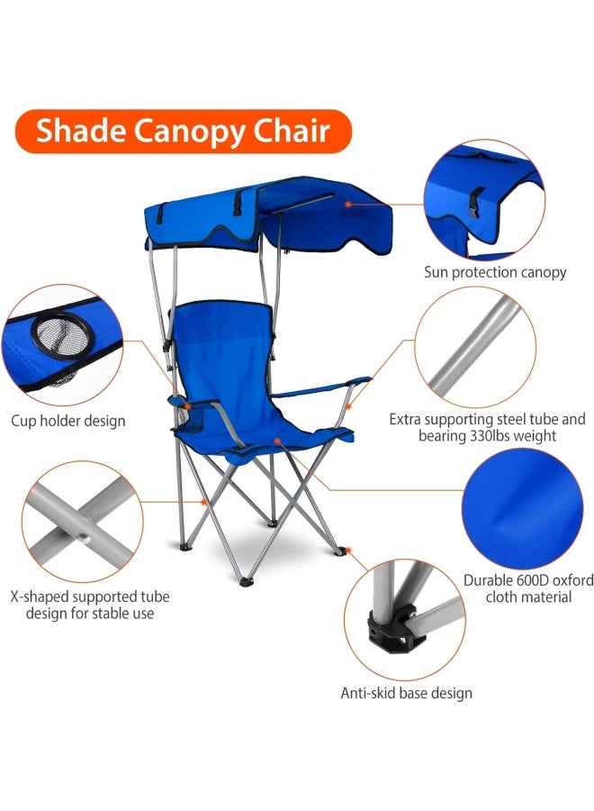 Campmate Folding Beach Chair Cm-7880 With Canopy Sun Protection Roof | For Camping - Fishing -Outdoor