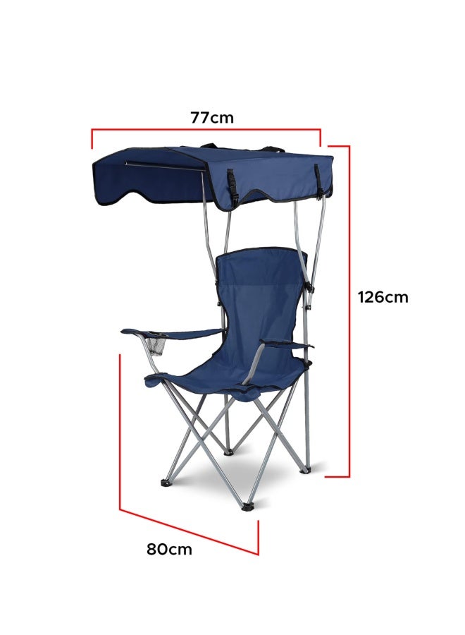 Campmate Folding Beach Chair Cm-7880 With Canopy Sun Protection Roof | For Camping - Fishing -Outdoor