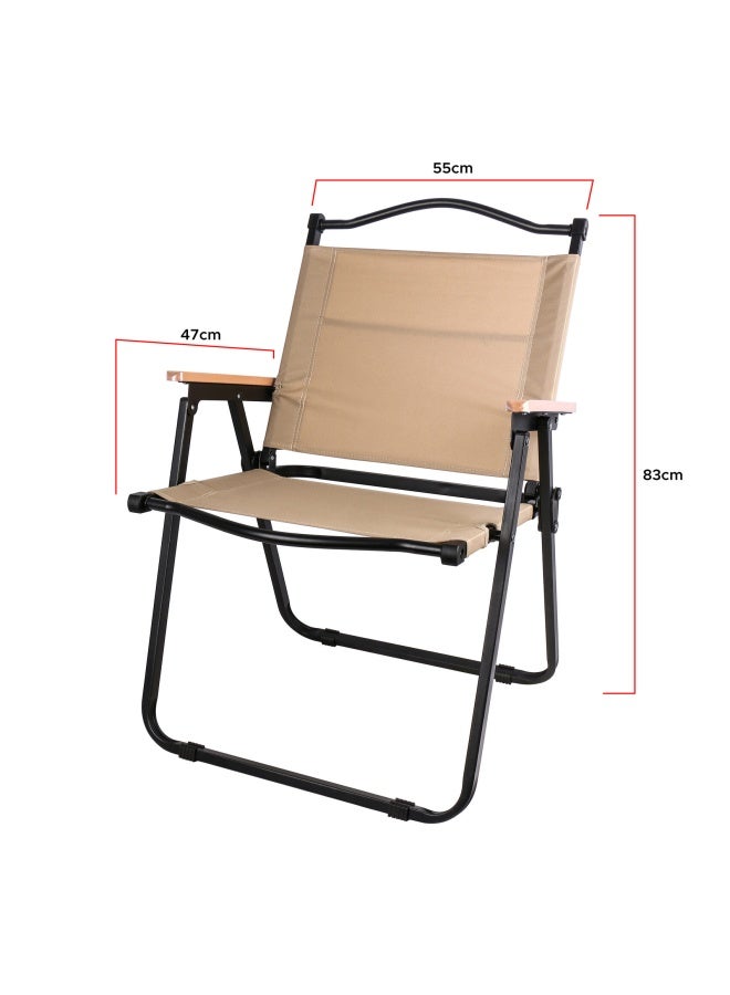 Campmate Foldable Camping Chair Cm-7876 With Wooden Arm Rest |For Camping - Fishing -Outdoor- Picnic