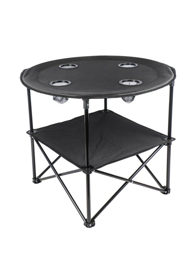 Campmate Foldable Camping Table Round Shaped Cm-1802 With 4 Cup Holder And Storage Space | Carry Pouch With Hanging Strap| For Camping - Fishing -Outdoor- Picnic