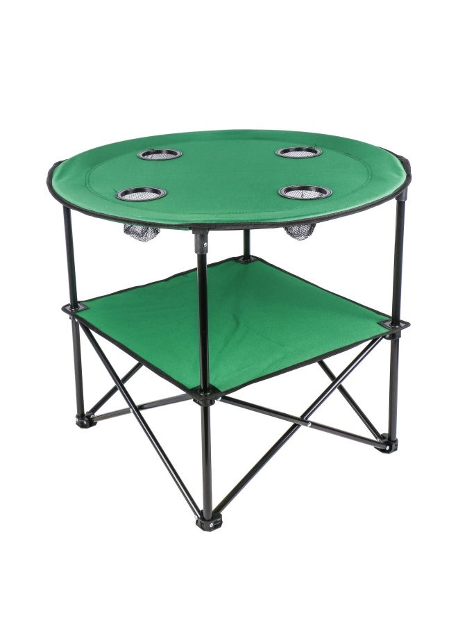 Campmate Foldable Camping Table Round Shaped Cm-1802 With 4 Cup Holder And Storage Space | Carry Pouch With Hanging Strap| For Camping - Fishing -Outdoor- Picnic