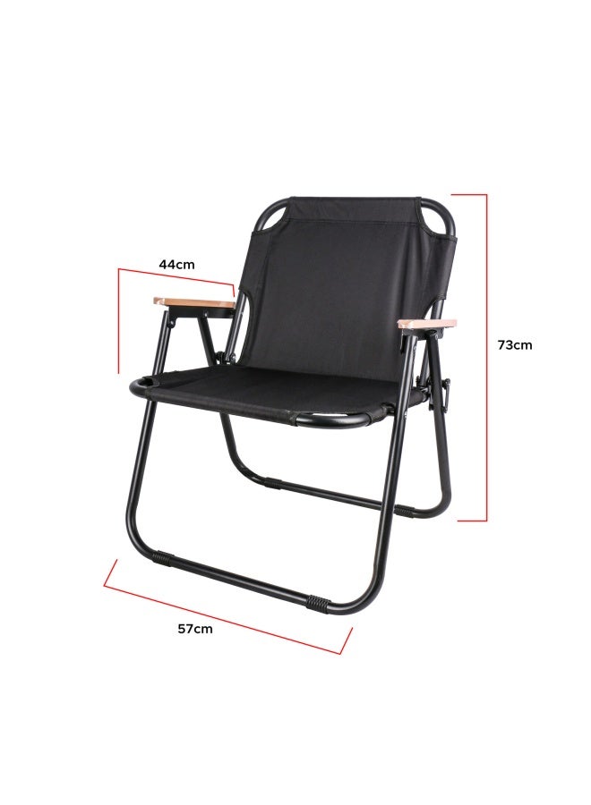 Campmate Foldable Camping Chair Cm-7877 With Wooden Arm Rest |For Camping - Fishing -Outdoor- Picnic