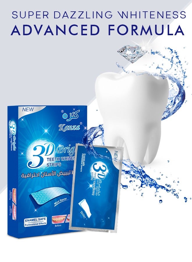 3D Bright Teeth Whitening Strips with V34 Colour Corrector Toothpaste Safe Formula 100% Genuine Branded PAP+ Teeth Whitening Strips 10 Treatments Professional Teeth Whitener for Teeth Enamel & Stains Removal | Unisex