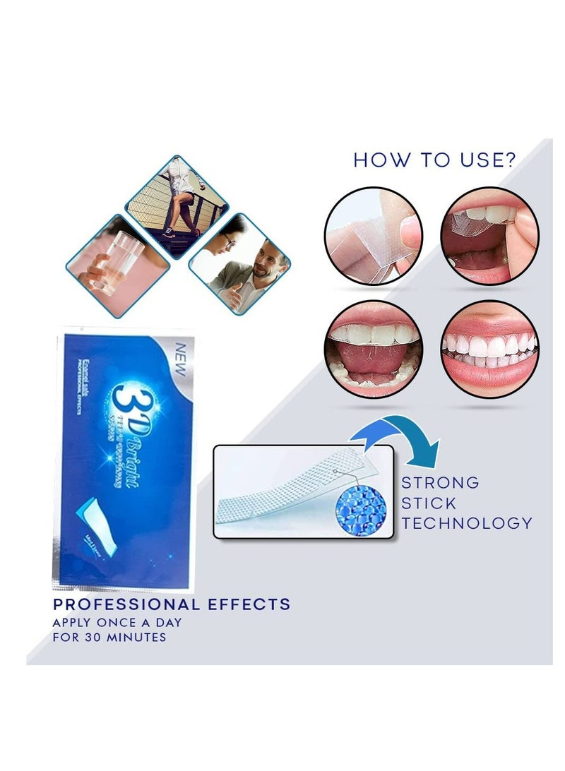 3D Bright Teeth Whitening Strips with V34 Colour Corrector Toothpaste Safe Formula 100% Genuine Branded PAP+ Teeth Whitening Strips 10 Treatments Professional Teeth Whitener for Teeth Enamel & Stains Removal | Unisex