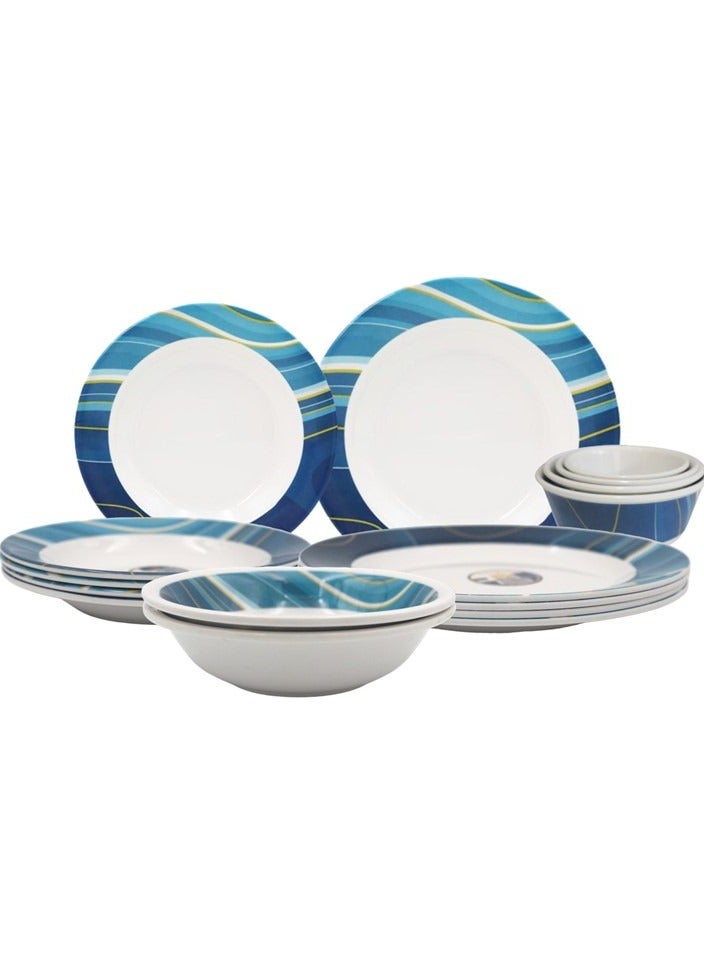 Melrich Melamine 12 Pcs Dinner Set Dishwasher Safe Dinner Plate Soup Plate Salad Bowl Rice Bowl Strong and Durable Long lasting