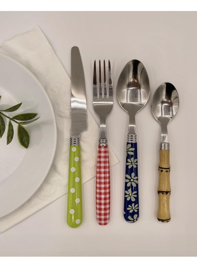 Gypsy Color Unique Brilliant Colored Mix And Match Lifestyle Cutlery And Eating Utensils Gift Set Of 16 Pieces Colorful Flatware Set Multicolor Eclectic Collection