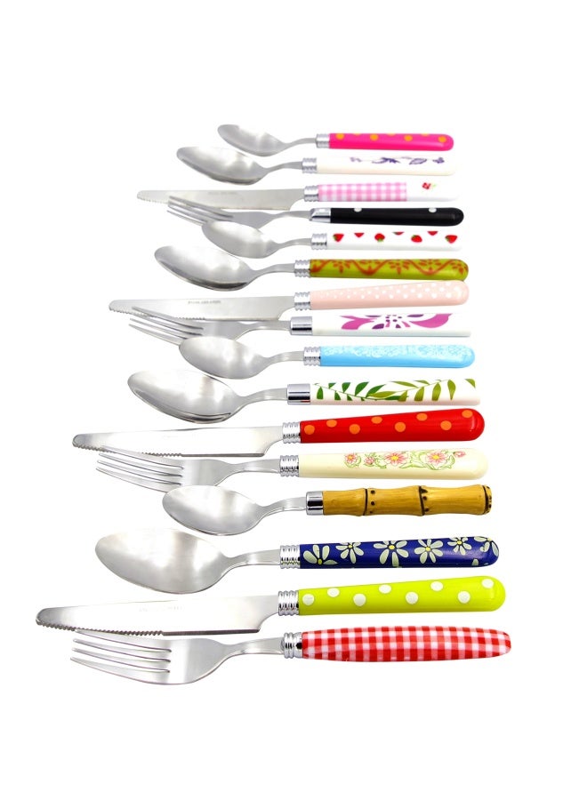 Gypsy Color Unique Brilliant Colored Mix And Match Lifestyle Cutlery And Eating Utensils Gift Set Of 16 Pieces Colorful Flatware Set Multicolor Eclectic Collection