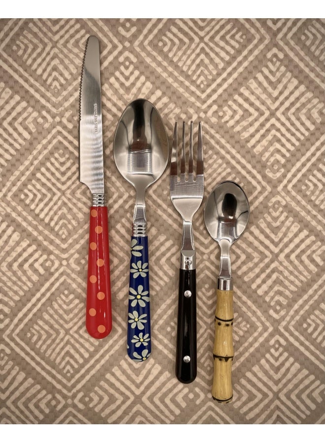 Gypsy Color Unique Brilliant Colored Mix And Match Lifestyle Cutlery And Eating Utensils Gift Set Of 16 Pieces Colorful Flatware Set Multicolor Eclectic Collection