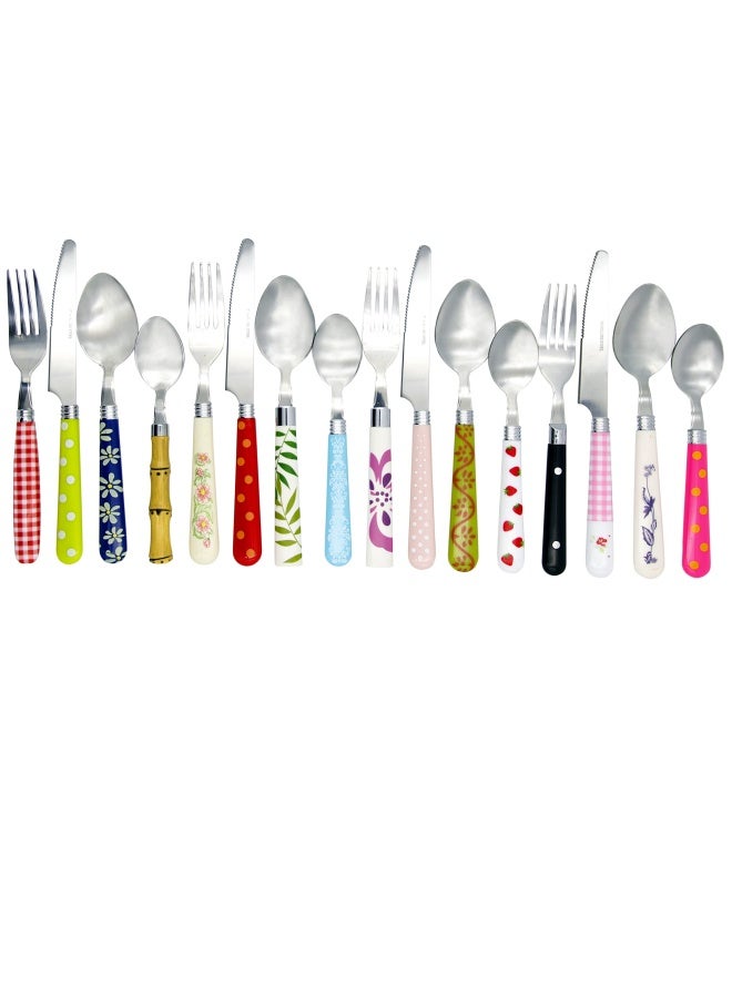 Gypsy Color Unique Brilliant Colored Mix And Match Lifestyle Cutlery And Eating Utensils Gift Set Of 16 Pieces Colorful Flatware Set Multicolor Eclectic Collection