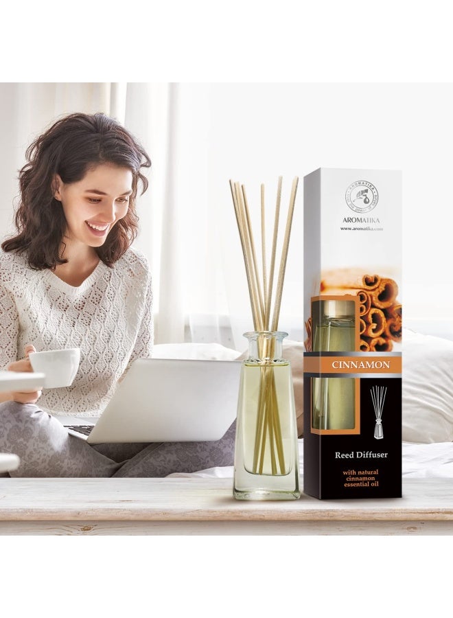 Cinnamon Reed Diffuser W Natural Essential Cinnamon Oil 100Ml - Fresh And Long Lasting Fragrance - Gift Set W 8 Bamboo Sticks - Best For Aromatherapy - Spa - Home - Office - Boutique - By