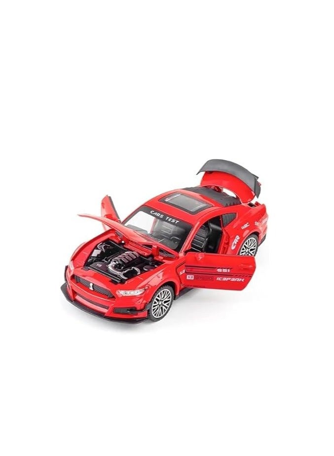 YALLABUYIT GT-500 Mustang Diecast Alloy Model 1:32 Toy Car with Sound & Light Pull Back Vehicle Toy Four Open Door Phantom Car for Kids Adults - (Red)