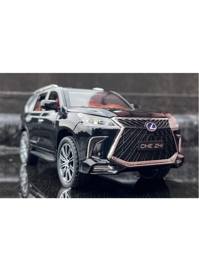 Exquisite car Model 1/24 Lexus 570 Off-Road in Luxury SUV Model Car, Zinc Alloy Pull Back Toy car with Sound and Light for Kids Boy Girl Gift