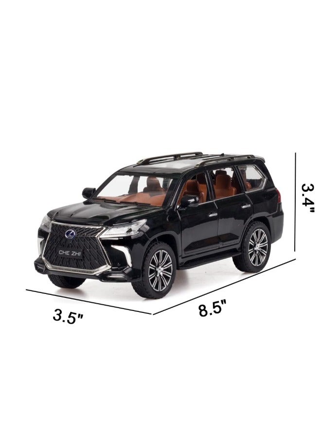 Exquisite car Model 1/24 Lexus 570 Off-Road in Luxury SUV Model Car, Zinc Alloy Pull Back Toy car with Sound and Light for Kids Boy Girl Gift