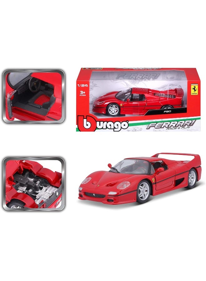 Bburago 1:24 Scale Ferrari Race and Play F50 Diecast Vehicle (Colors May Vary)