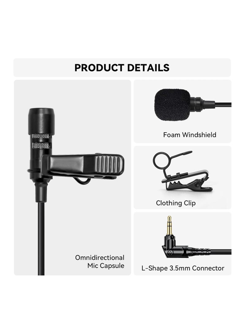 Omnidirectional Lavalier Microphone for Lark Max Microphone System-Black