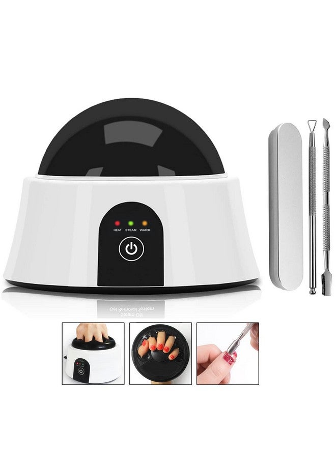 Upgraded Steam Nail Polish Remover Machine Nail Soaking Bowl Nail Steamer With Stainless Steel Cuticle Pusher For Gel Polish Soak Off White