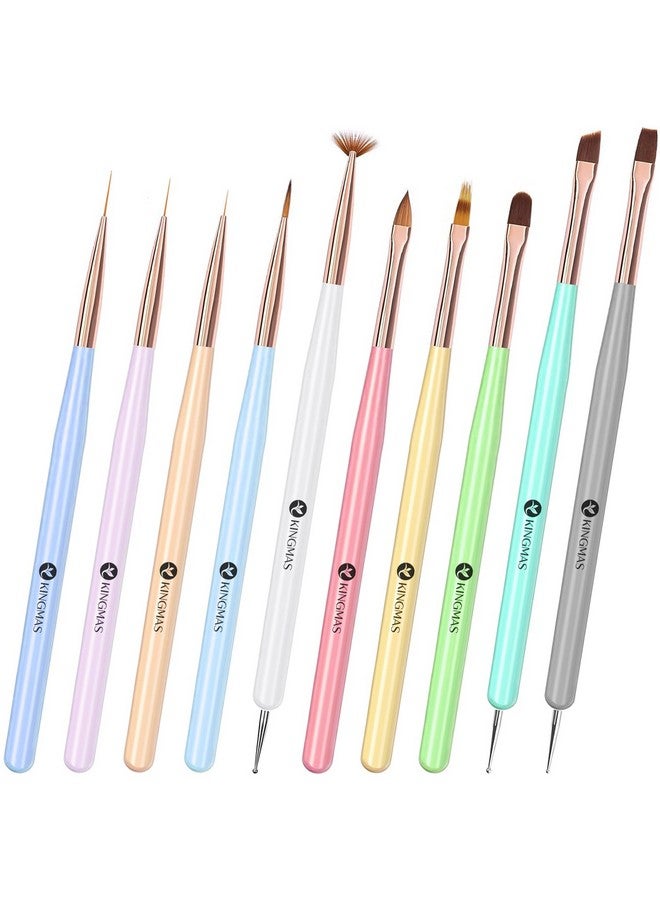 Nail Art Brushes 10Pcs Nail Gel Polish Painting Brush Drawing Pen Nail Liner Brush And Nail Dotting Pen Nail Dust Cleaning Brush