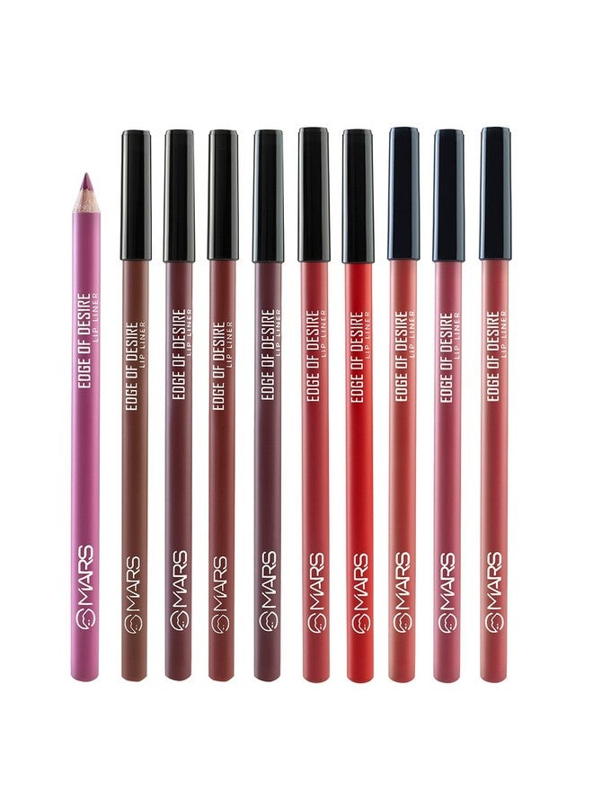 Matte Lip Liner With Holder Set Of 10 | One Swipe Smooth Application | Long Lasting & Travel Friendly Lip Pencil | Multicolor | Set-A (1.4G X 10)