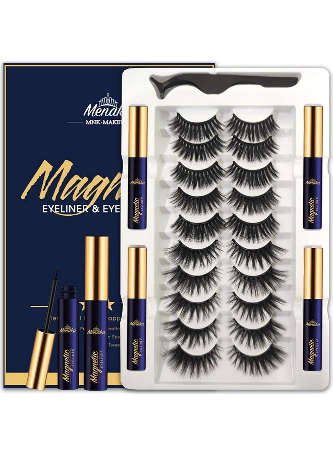 Magnetic Eyelashes Natural Look Magnetic Lashes With Eyeliner Kit 4 Tube Strong Magnetic Eye Liner. 3D Reusable Magnet Lashes With Applicatoreasy To Apply. 10 Pairs