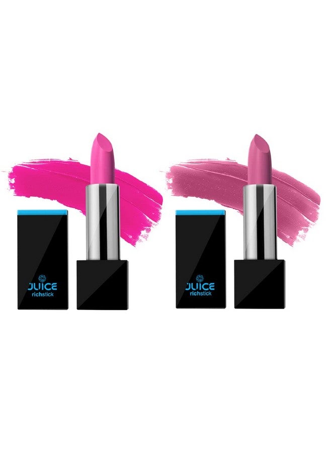 Candy Floss M-1 & Peach Blossom M-97 Waterproof & Long Stay Lipstick (Richstick) Pack Of 2