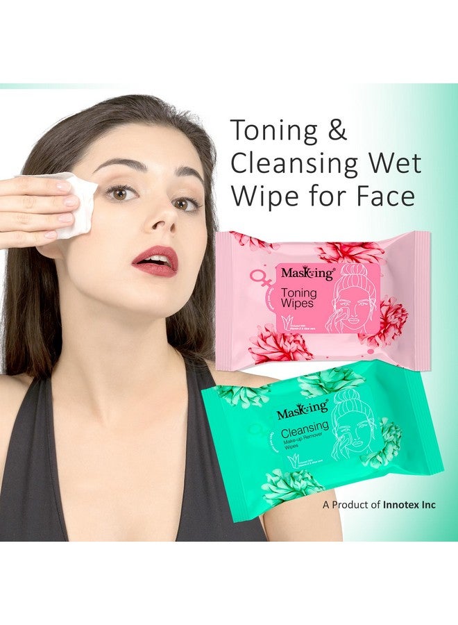 Cleansing- Makeup Remover Wet Wipes For Face | Infused With Aloe Vera And Vita-E | Multi Combo Pack Of 8 | 10 Pulls In Each Pack