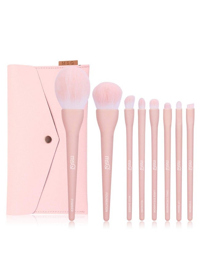 Make Up Brushes 8Pcs Makeup Brush Set Foundation Brush Blending Brush Eyeshadow Brushes Eye Brushes Set With Bag (Pink)