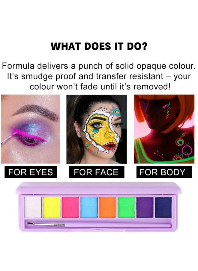 8 Colors Water Activated Eyeliner Palette Liquid Eyeliner Colorful Set Hydra Graphic Eyeliner Makeup Neon Face Paint Glow Uv Black White Red Face Body Paint,Clown Makeup Kit (01)