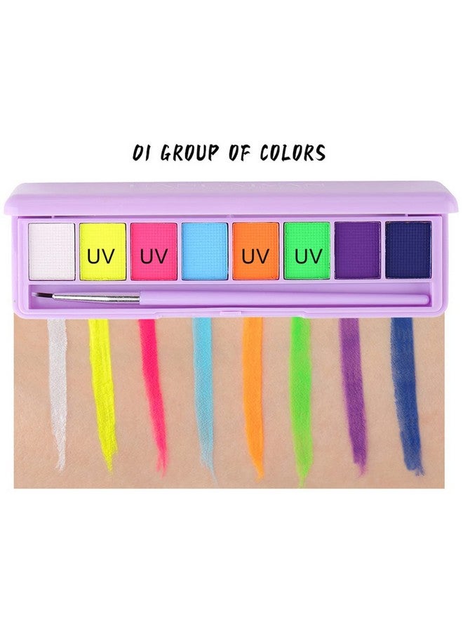 8 Colors Water Activated Eyeliner Palette Liquid Eyeliner Colorful Set Hydra Graphic Eyeliner Makeup Neon Face Paint Glow Uv Black White Red Face Body Paint,Clown Makeup Kit (01)