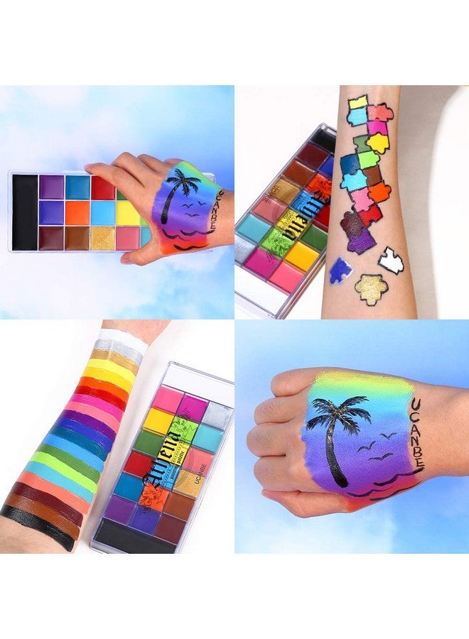 20 Color Athena Face Body Paint Oil - Large Pan Black & White, Professional Non Toxic Sfx Makeup Palette, Hypoallergenic Face Painting Pallet For Art, Theater, Halloween, Parties And Cosplay