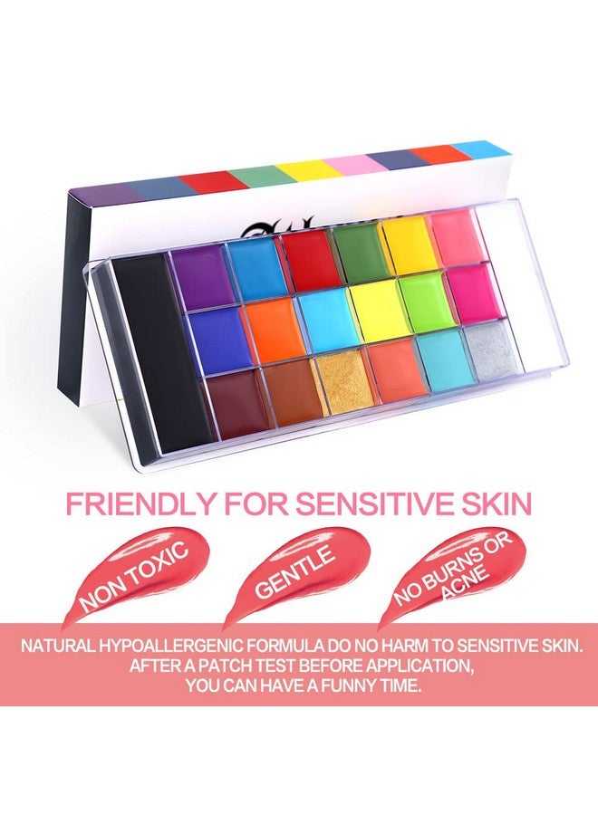 20 Color Athena Face Body Paint Oil - Large Pan Black & White, Professional Non Toxic Sfx Makeup Palette, Hypoallergenic Face Painting Pallet For Art, Theater, Halloween, Parties And Cosplay