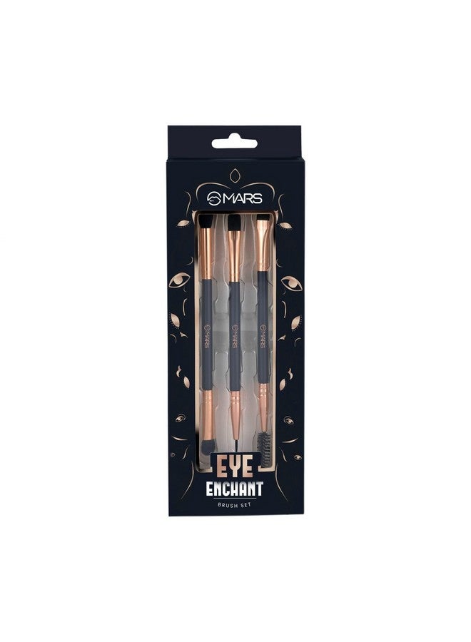 Eye Enchanted Brush Set Of 3 | Perfect For Eye Makeup | Eyebrow Brush With Spoolie | Small Blending & Flat Brush | Eyeliner & Flat Crease Brush | Soft Bristles | Compact & Travel Friendly