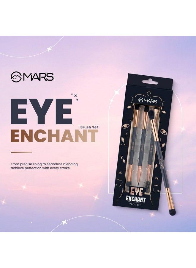 Eye Enchanted Brush Set Of 3 | Perfect For Eye Makeup | Eyebrow Brush With Spoolie | Small Blending & Flat Brush | Eyeliner & Flat Crease Brush | Soft Bristles | Compact & Travel Friendly