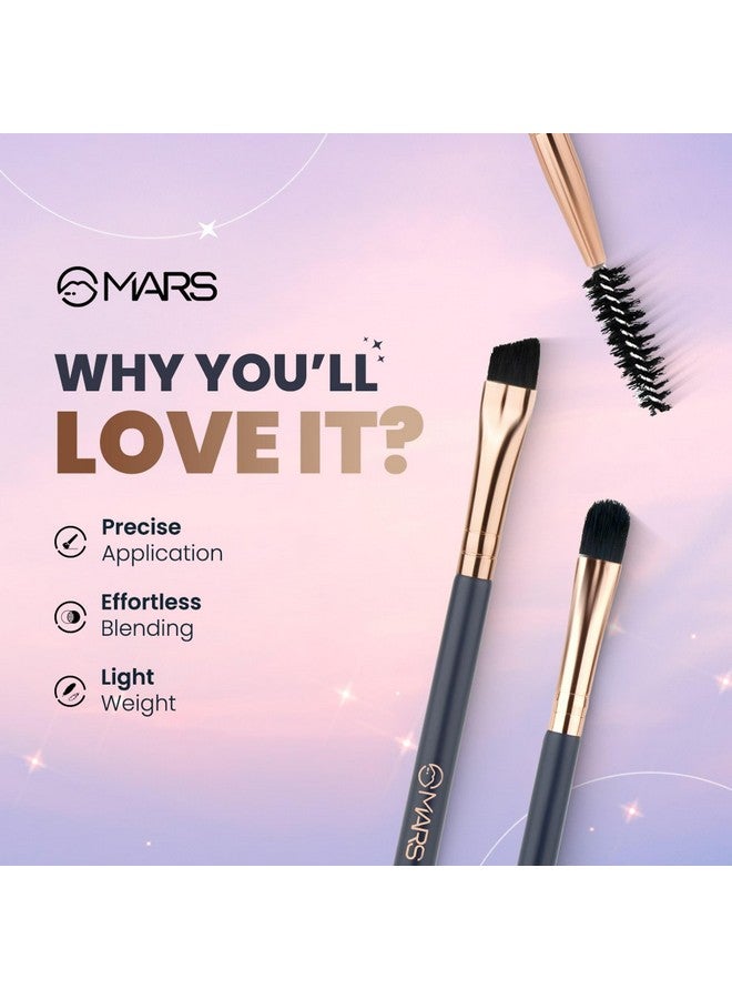 Eye Enchanted Brush Set Of 3 | Perfect For Eye Makeup | Eyebrow Brush With Spoolie | Small Blending & Flat Brush | Eyeliner & Flat Crease Brush | Soft Bristles | Compact & Travel Friendly