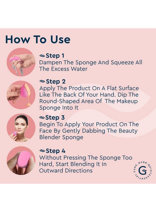 Professional Mini Makeup Sponge Beauty Blender | Cosmetic Blending Tool For Liquid, Cream & Powder Beauty Products| Egg Shape Face Sponge Puff Pack Of 3 (Light Pink)