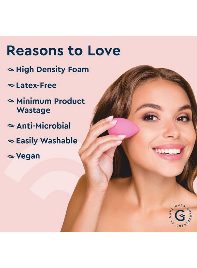 Professional Mini Makeup Sponge Beauty Blender | Cosmetic Blending Tool For Liquid, Cream & Powder Beauty Products| Egg Shape Face Sponge Puff Pack Of 3 (Light Pink)