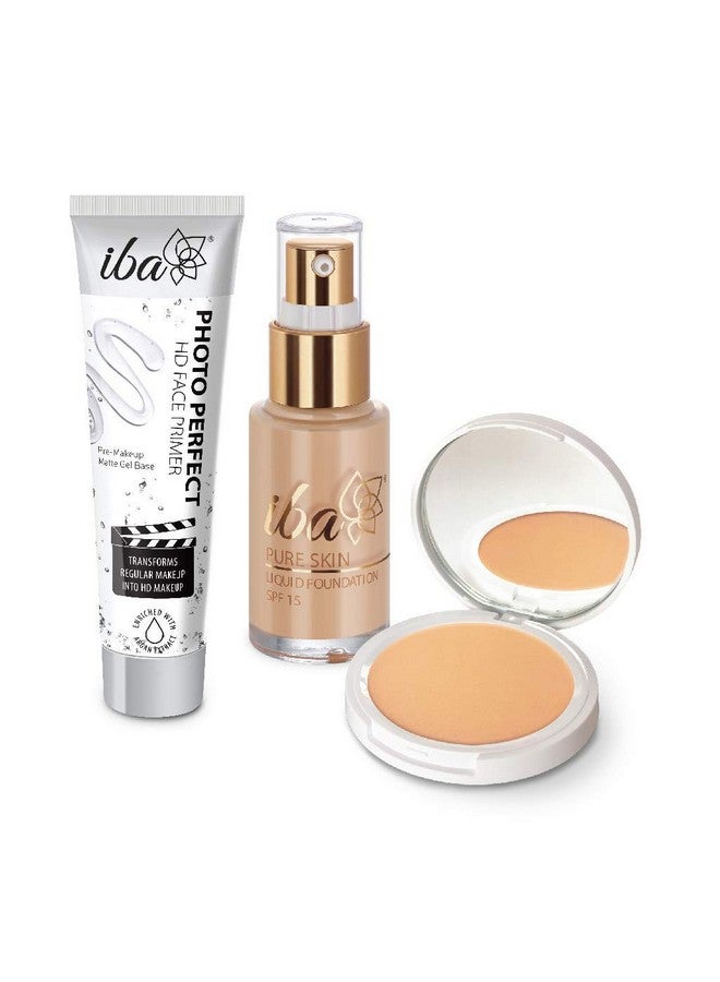 Primer + Foundation + Compact Base Combo (Natural Beige) | Long Lasting, Full Coverage Base Makeup L Vegan & Cruelty Free